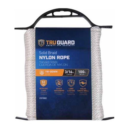MIBRO GROUP 0.18 in. x 100 ft. Tru-Guard White Solid Braided Nylon Rope 231502